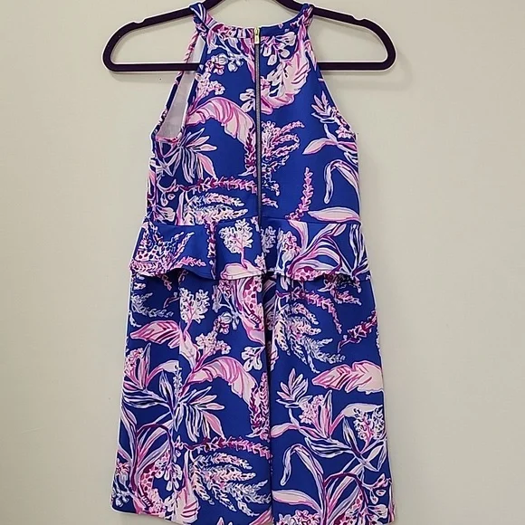 Lilly Pulitzer coastal Caesara Dress in Iris Blue Wild Pink Size XL 12-14 - Picture 13 of 16